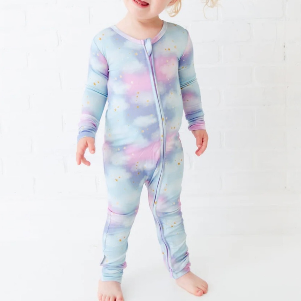 Dream Jamms Dreamiere COTTON CANDY SKIES CONVERTIBLE FOOTIE Bamboo Zip PJ Clouds